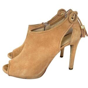 MICHAEL Michael Kors cutout peep toe suede leather heels 8.5